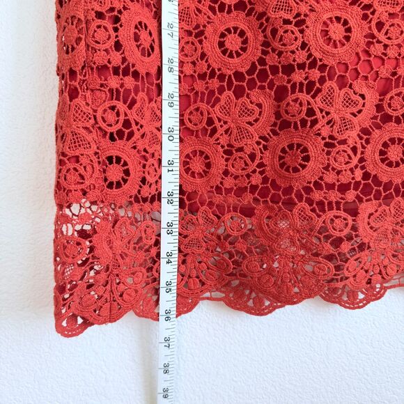 Anthropologie Moulinette Soeurs Horkelia Lace Short Sleeve Shift Dress in Orange - Picture 11 of 12